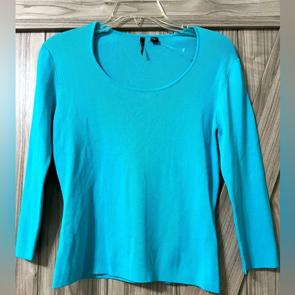 Turquoise Rib Knit Sweater by VENINI SZ M NWOT - Picture 1 of 9